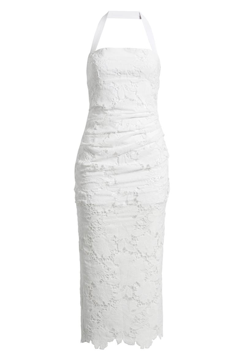 Galina Eyelet Lace Halter Cocktail Dress, Alternate, color, WHITE