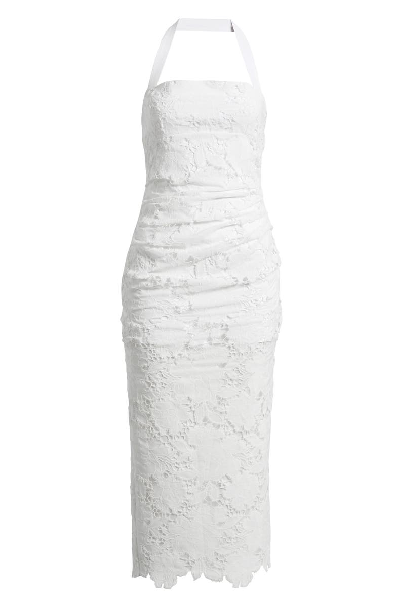 Delfi Collective Galina Eyelet Lace Halter Cocktail Dress, Alternate, color, White