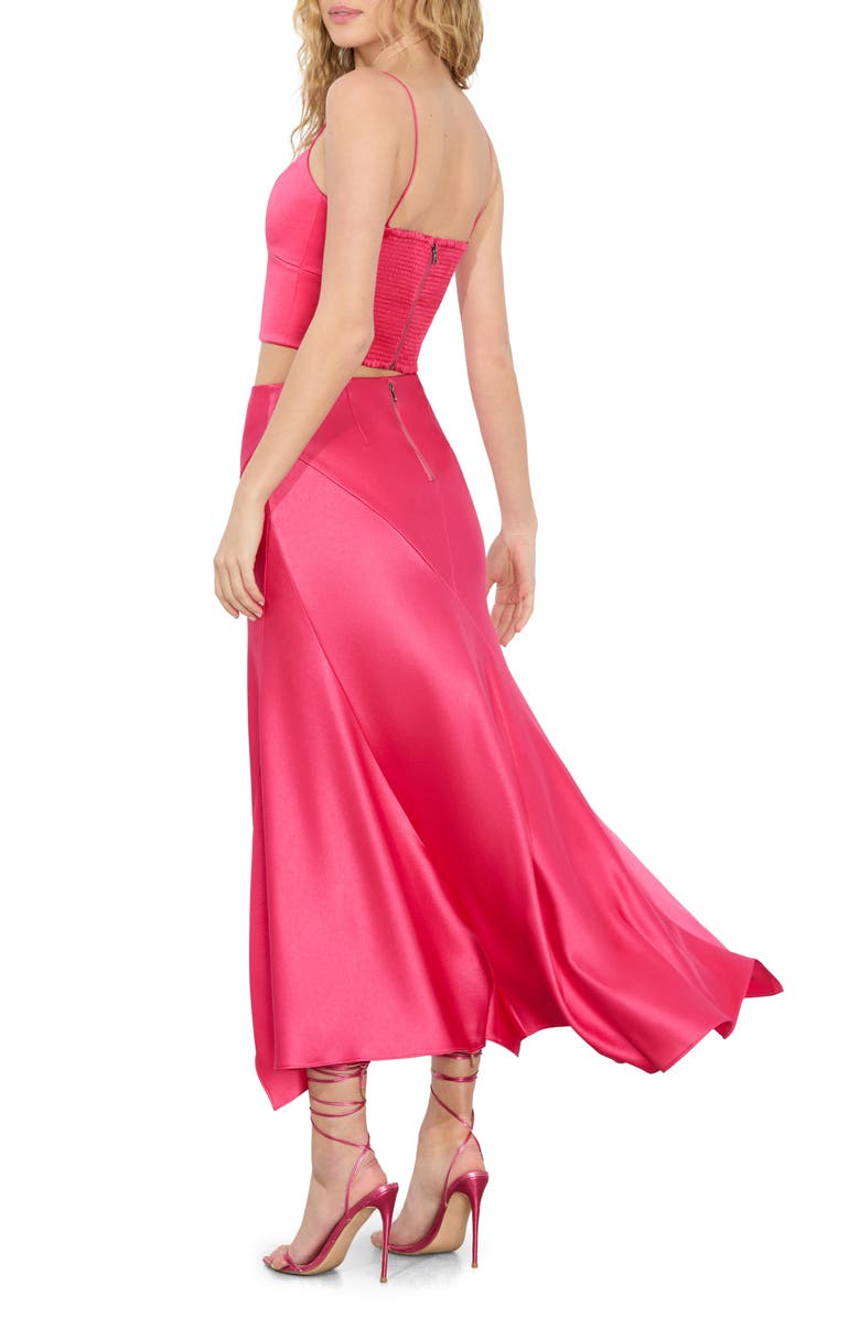 Alice + Olivia Rosa Asymmetric Midi Skirt, Alternate, color, Raspberry