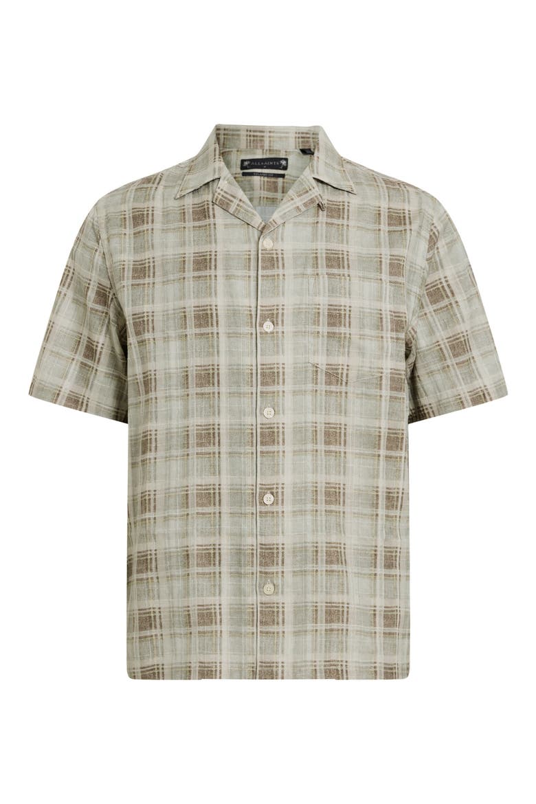 Seattle Check Short Sleeve Camp Shirt, Alternate, color, LIGHT ASH GREEN