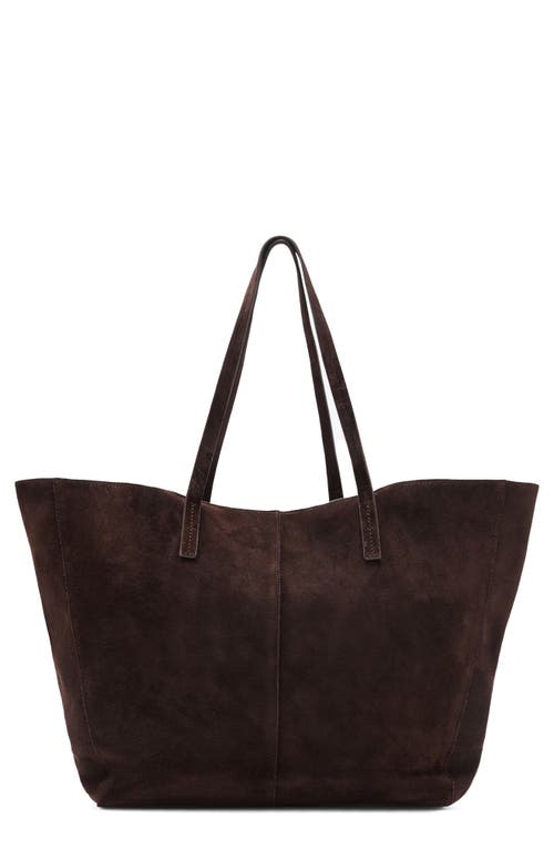 Mango Medium Suede Shopper Tote In Brown