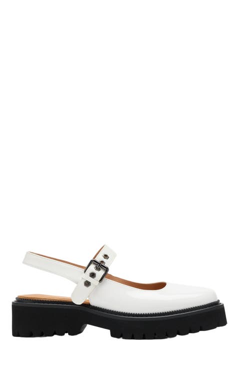 Luna Leather Mary Jane Lug Slingbacks