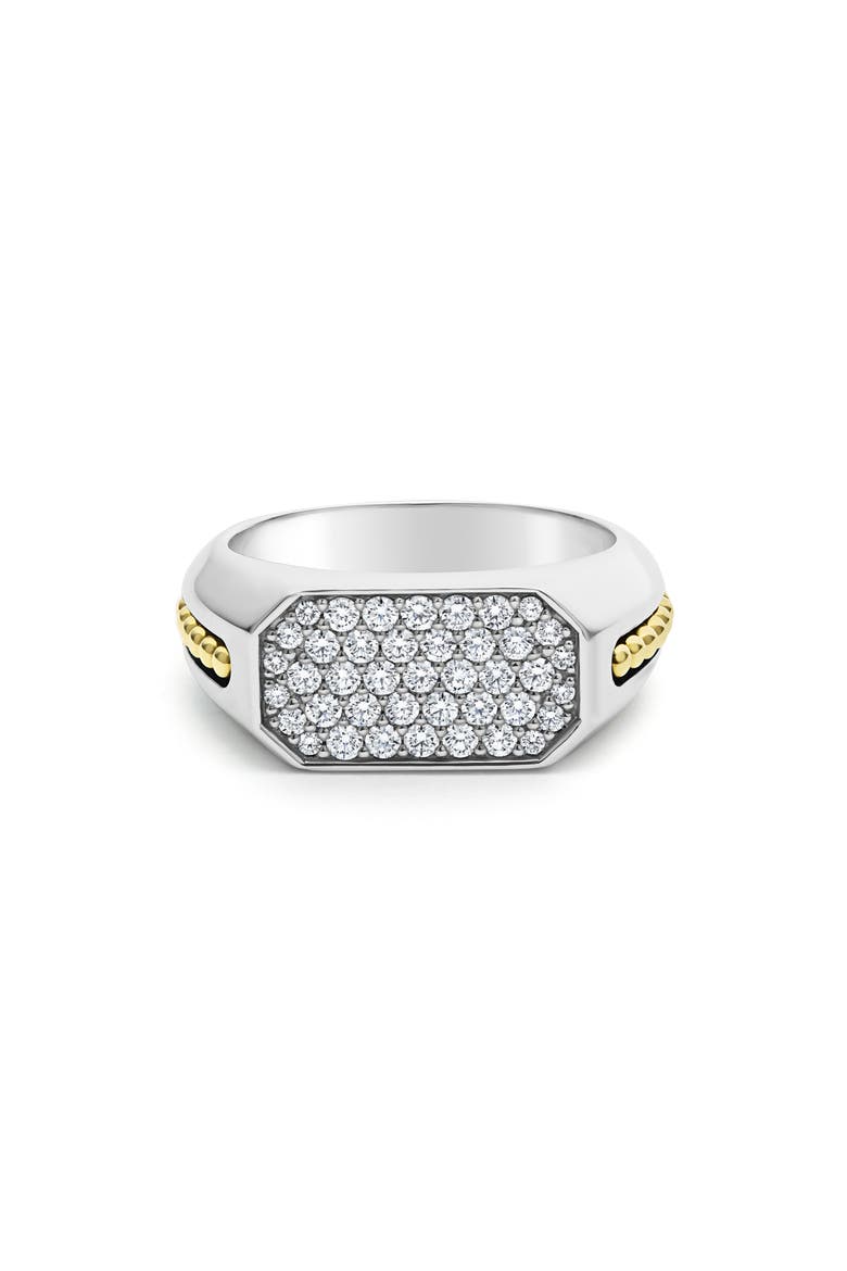 Anthem Pavé Diamond Signet Ring, Alternate, color, WHITE