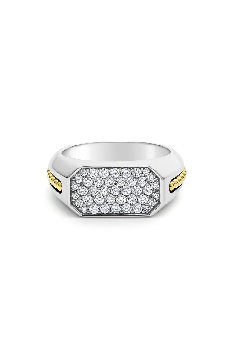 LAGOS Anthem Pavé Diamond Signet Ring, Alternate, color, Silver
