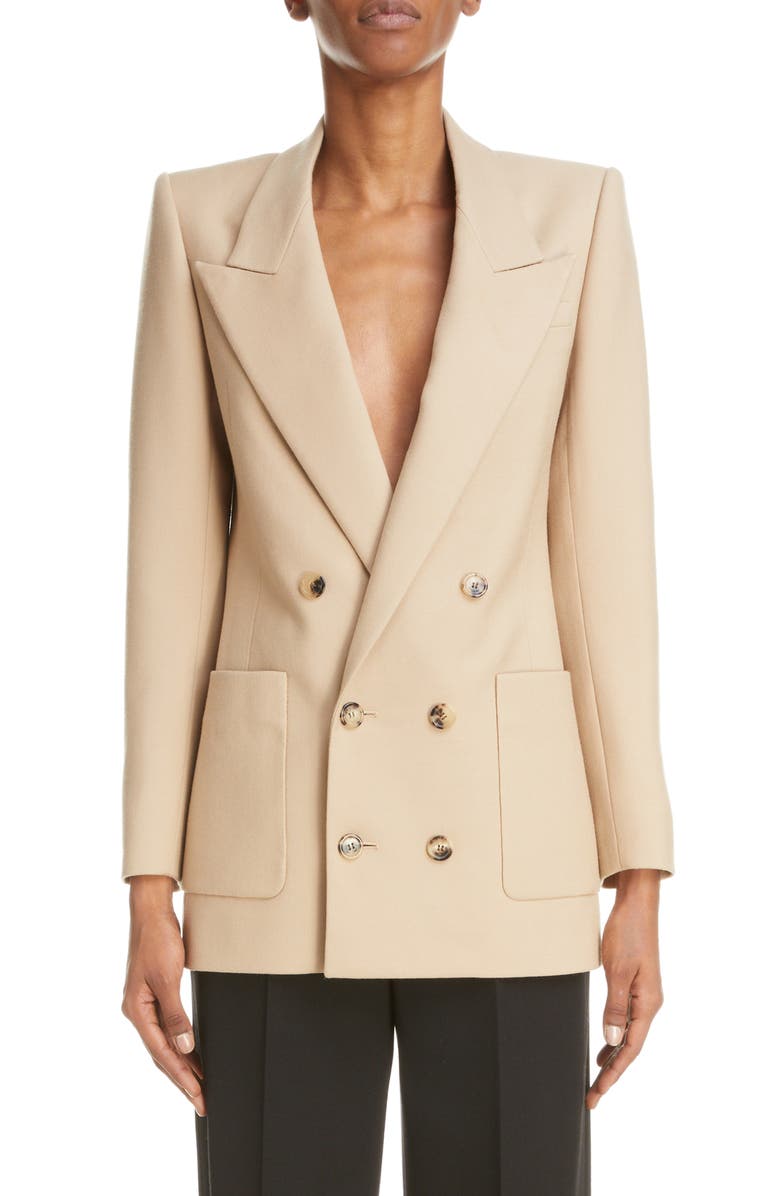 Saint Laurent Double Breasted Wool Jacket, Main, color, 
