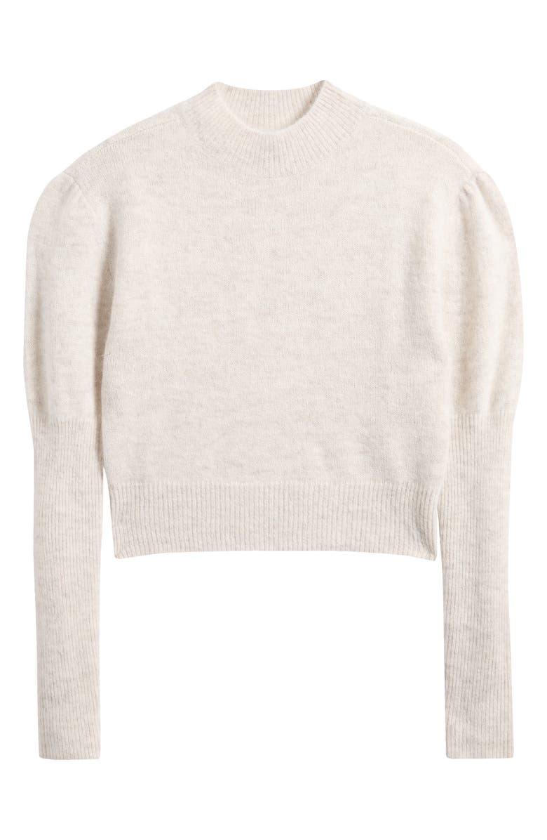Madewell Mock Neck Puff Sleeve Alpaca Blend Sweater, Main, color, Heather Alabaster