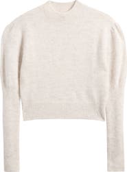 Madewell Mock Neck Puff Sleeve Alpaca Blend Sweater