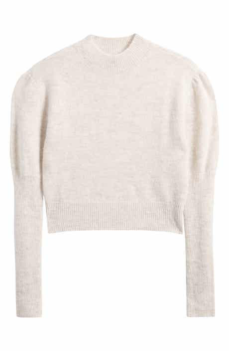 Madewell Mock Neck Puff Sleeve Alpaca Blend Sweater
