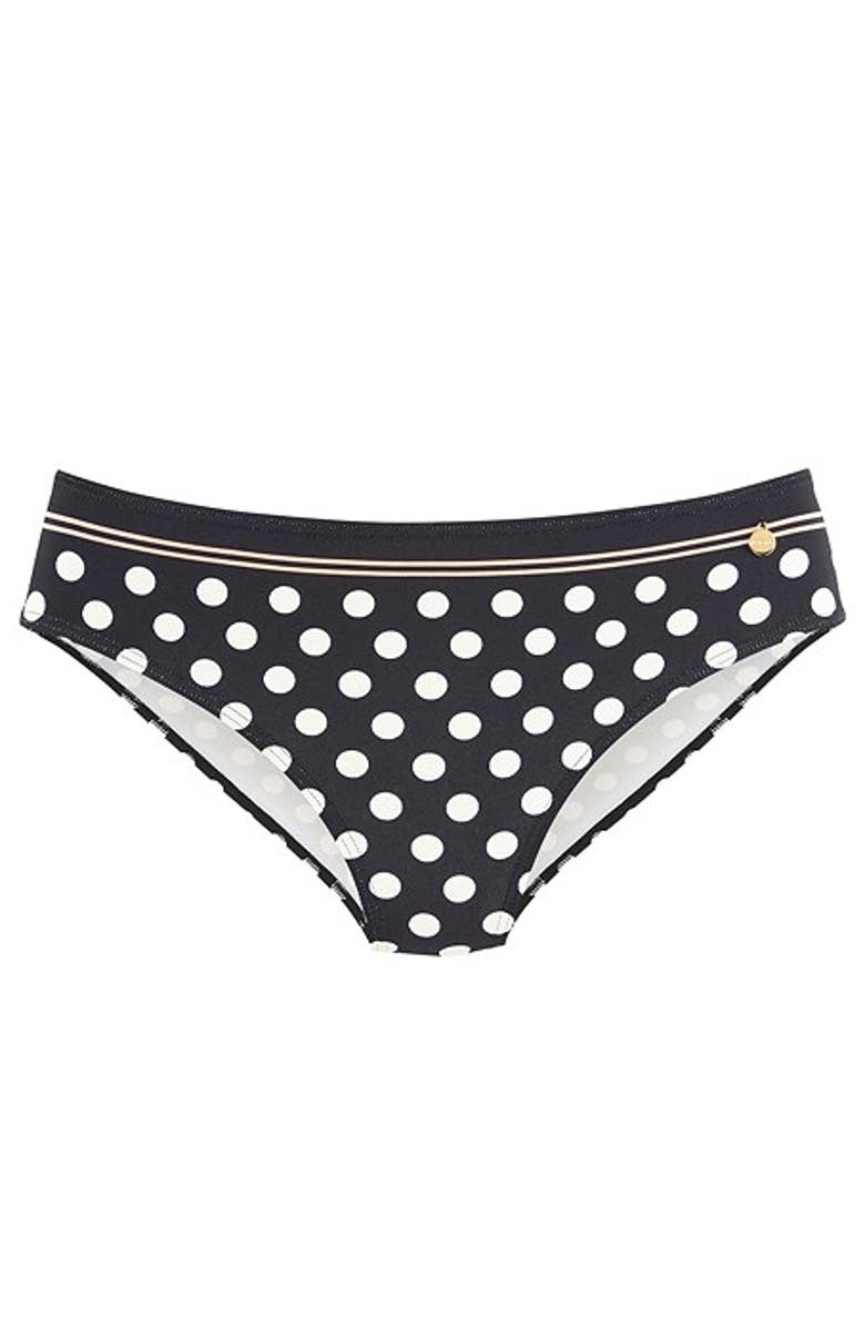 LASCANA Women's Mix Print Bikini Bottom, Alternate, color, Black & Ivory