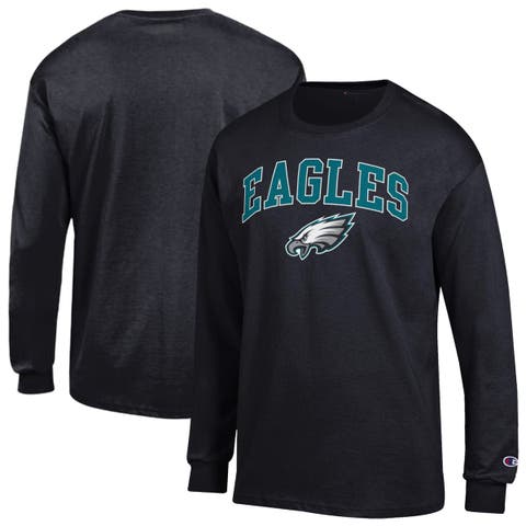 Men's Champion Black Philadelphia Eagles Arch Over Logo Long Sleeve T-Shirt