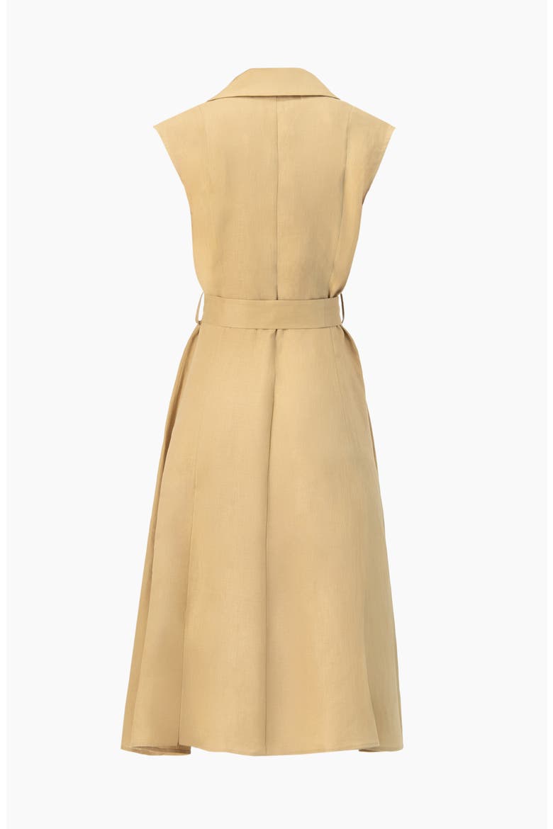 Long Linen Dress with Waist Tie, Alternate, color, Beige