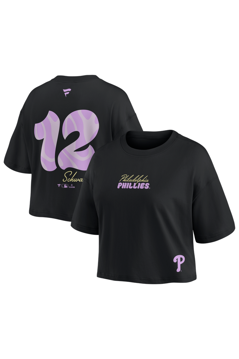 Women's Fanatics Kyle Schwarber Black Philadelphia Phillies Name & Number Cropped Top, Main, color, Black