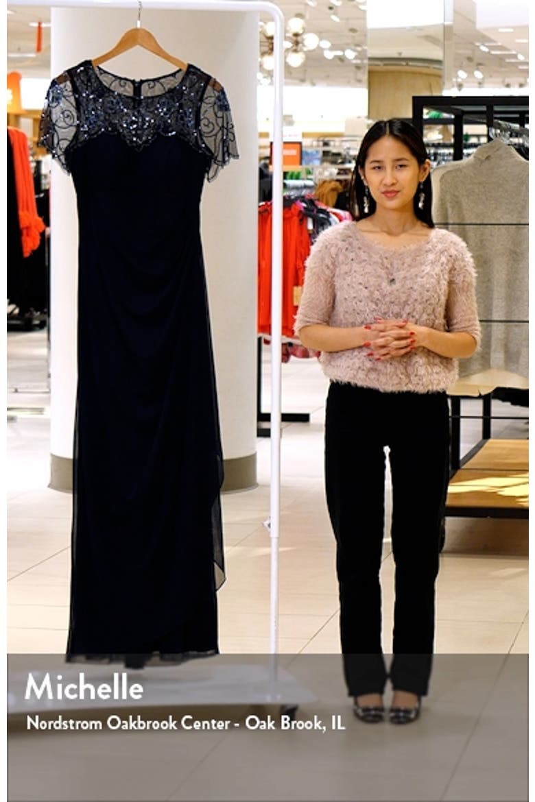 Xscape Beaded Short Sleeve Chiffon Gown video
