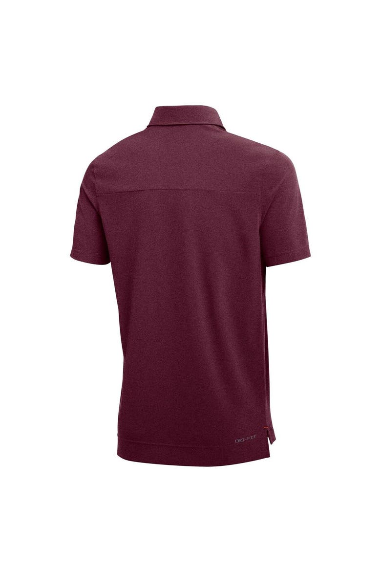 Men's Nike Heathered Maroon Virginia Tech Hokies 2022 Coach Performance Polo, Alternate, color, Heather Maroon
