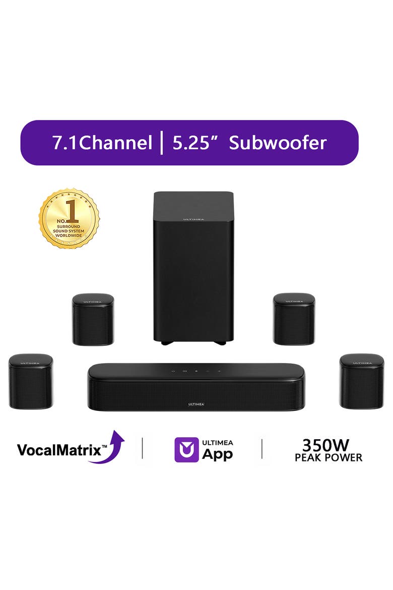 Aura S4T 7.1ch Soundbar with 4 Surround Speakers, Main, color, Black