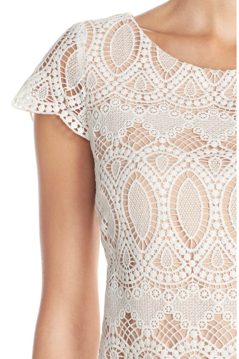 Scalloped Lace Sheath Dress, Alternate, color, IVORY