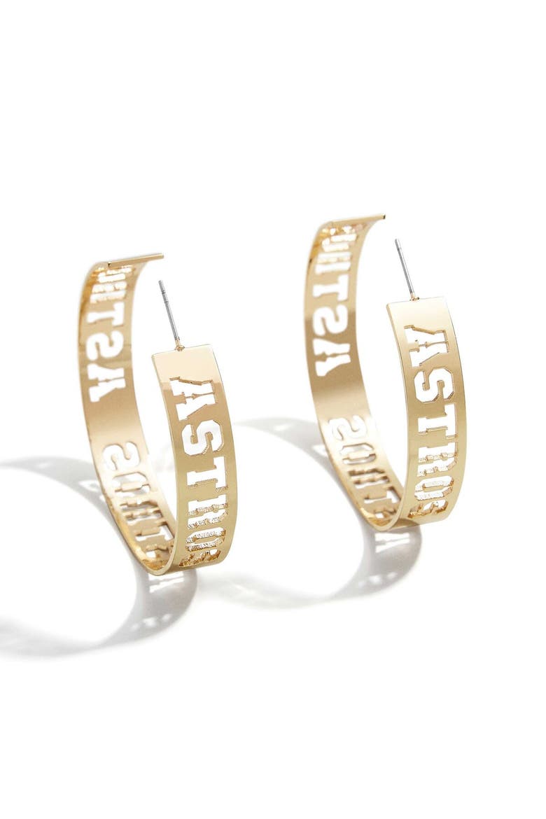 x Baublebar Houston Astros Large Cutout Hoop Earrings, Main, color, Gold