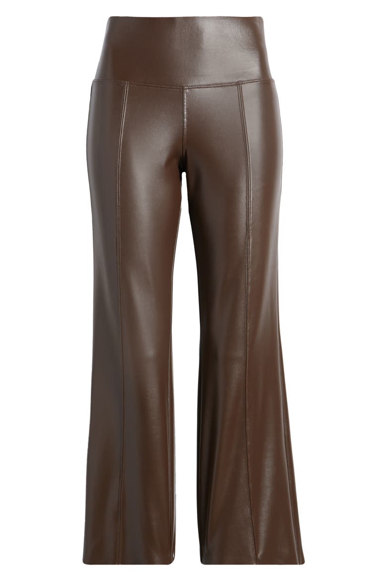 Crop Faux Leather Leggings, Alternate, color, CHOCOLATE BROWN