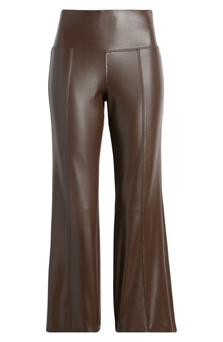 Hue Crop Faux Leather Leggings, Alternate, color, Chocolate Brown