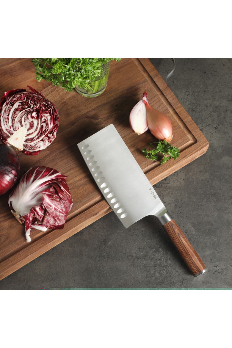 Forged Cleaver Knife with Pakka Wood Handle and German Steel Full Tang, Alternate, color, Dark Brown
