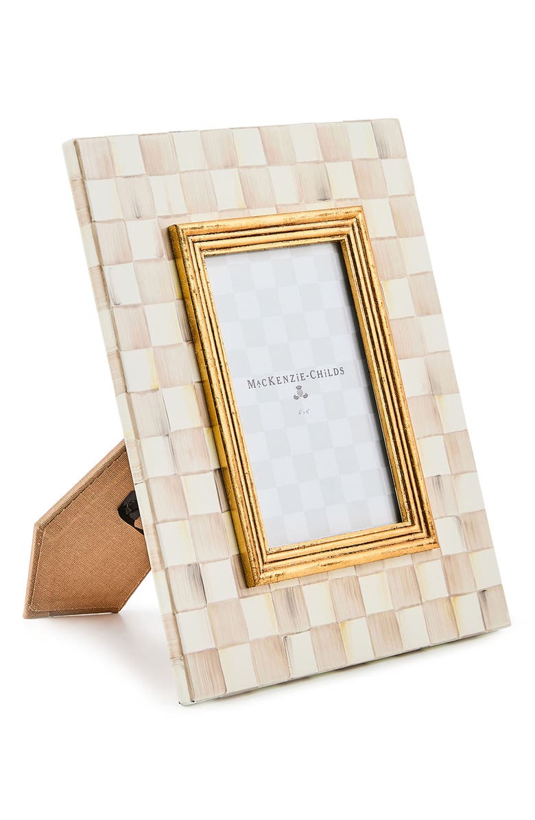 MACKENZIE CHILDS Mocha Check Enameled Steel 4 x 6-Inch Picture Frame, Alternate, color, Mocha