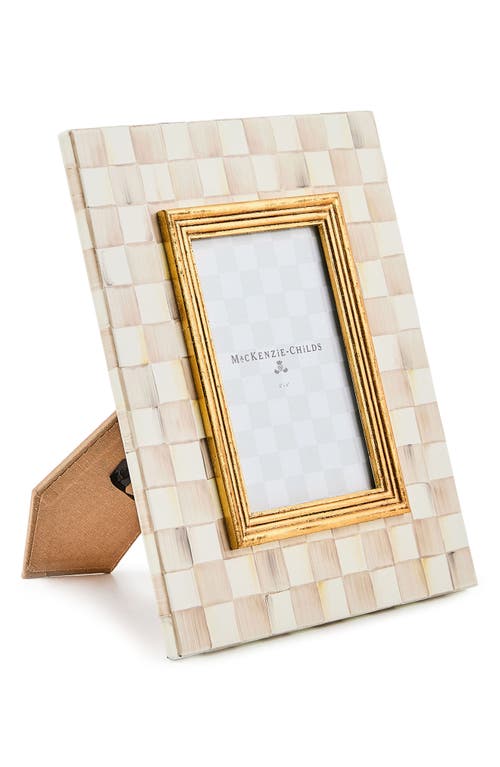 Mackenzie-childs Mackenzie Childs Mocha Check Enameled Steel 4 X 6-inch Picture Frame In Brown