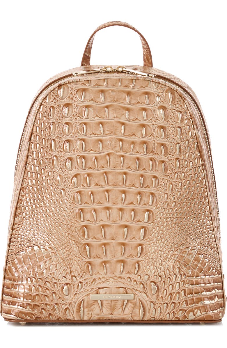 Brahmin Nola Croc Embossed Leather Backpack, Main, color,