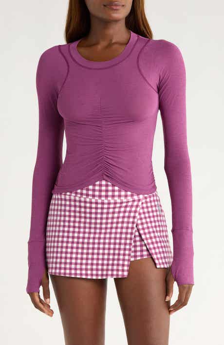 Free People FP Movement Mile a Minute Ruched Long Sleeve Crop T-Shirt