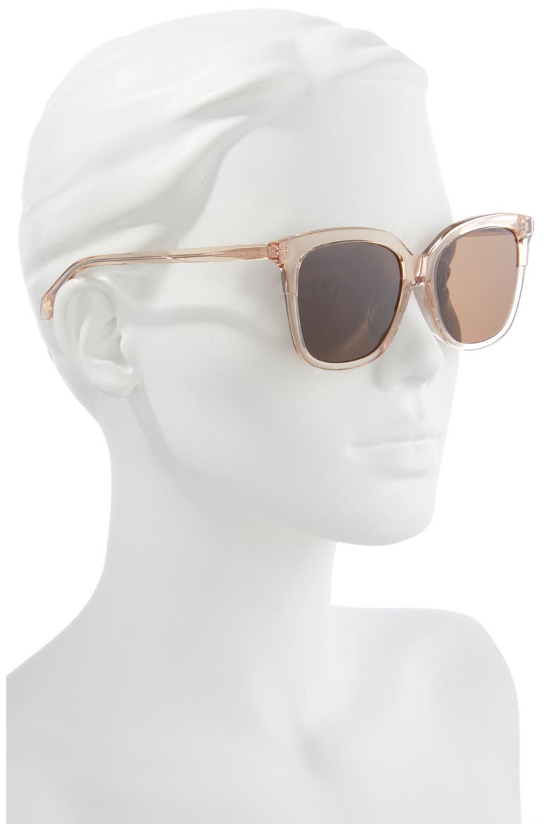Keana 54mm Low Bridge Medium Width Polarized Square Sunglasses, Alternate, color, GUAVA MIMOSA