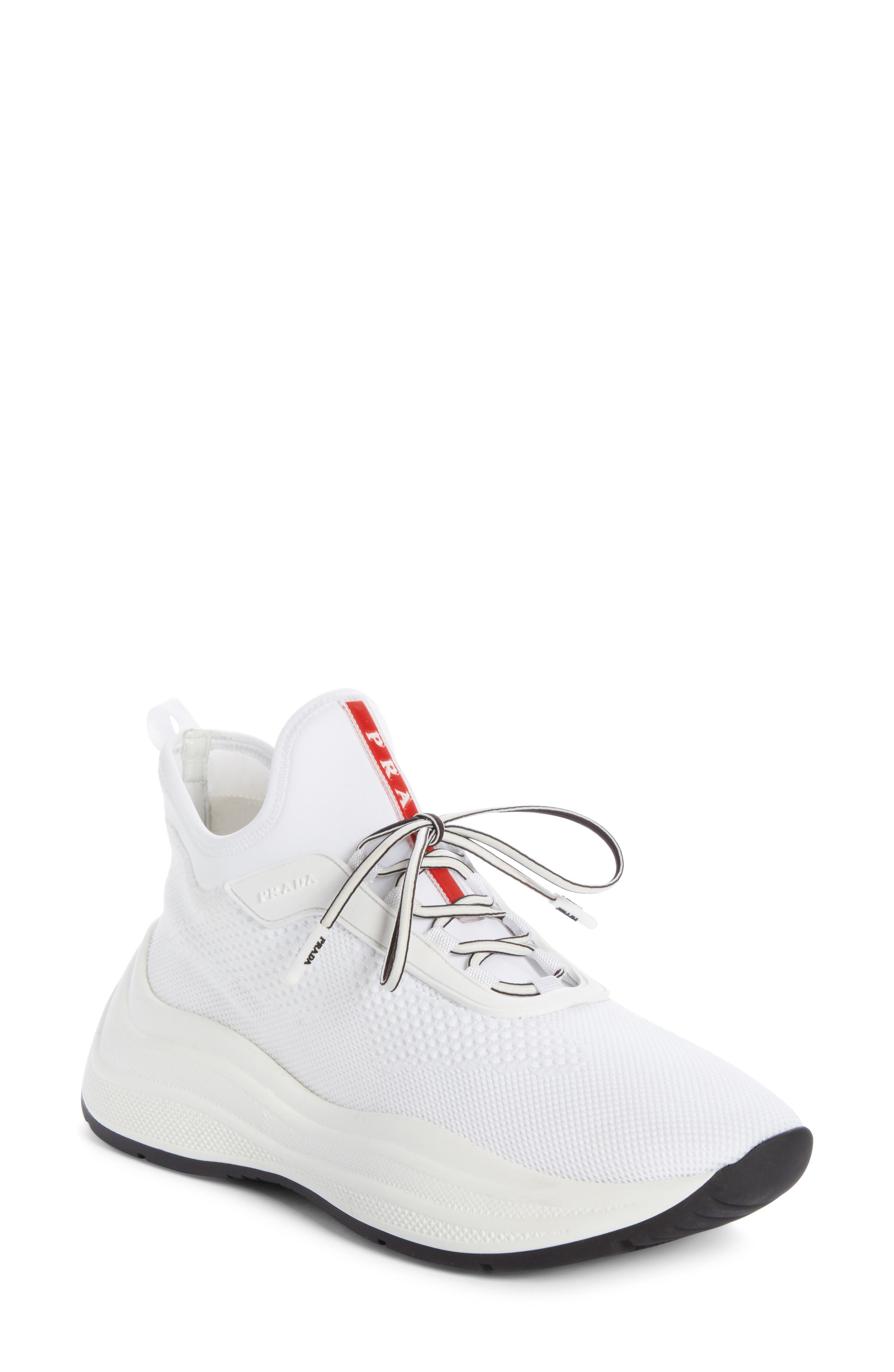 Knit Sock Sneaker, Main, color, WHITE