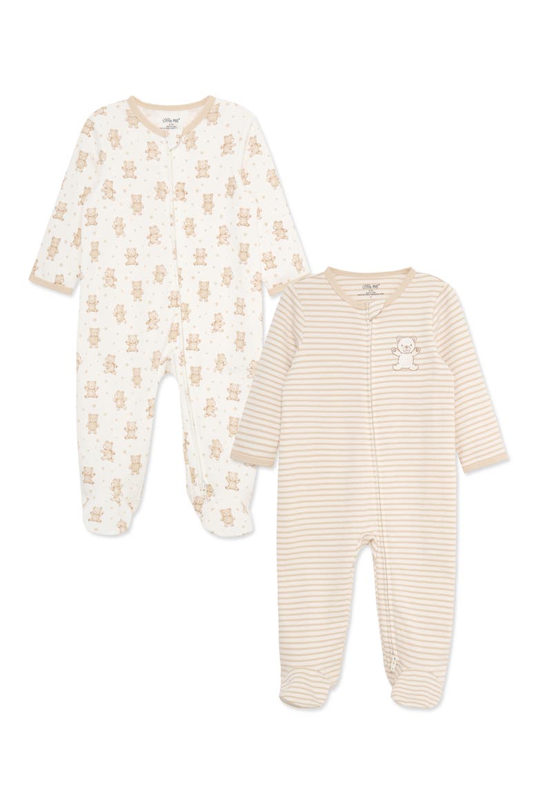 Kids' Bears 2-Pack Cotton Footies, Alternate, color, WHITE MULTI