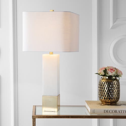 Jonathan Y Jeffrey 29" Metal/marble Led Table Lamp In Brass Gold/white