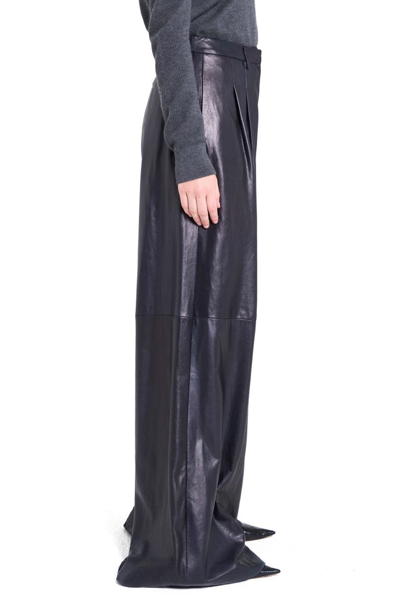 Avery Wide Leg Leather Pants, Alternate, color, DARK MIDNIGHT