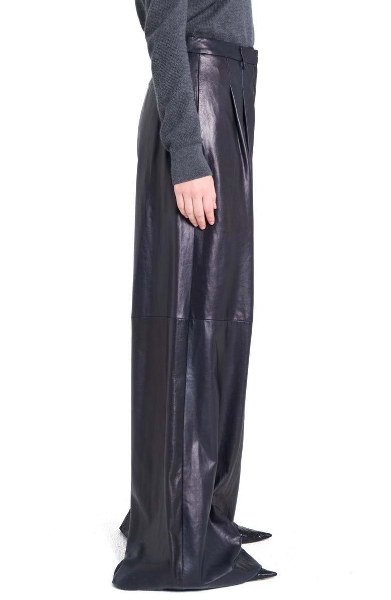 TWP Avery Wide Leg Leather Pants, Alternate, color, Dark Midnight