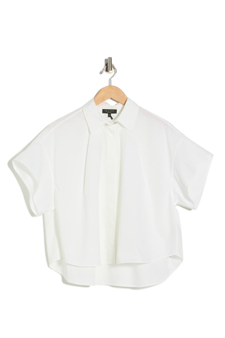 Maura Short Sleeve Cotton Poplin Button-Up Shirt, Alternate, color, WHITE