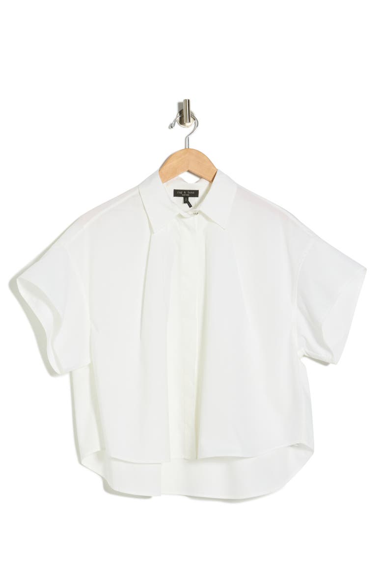 rag & bone Maura Short Sleeve Cotton Poplin Button-Up Shirt, Alternate, color, White