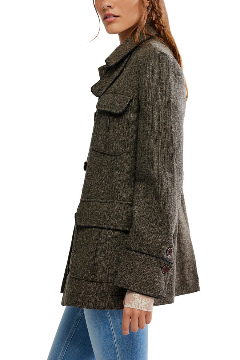 Renaux Herringbone Officer Jacket, Alternate, color, ESPRESSO
