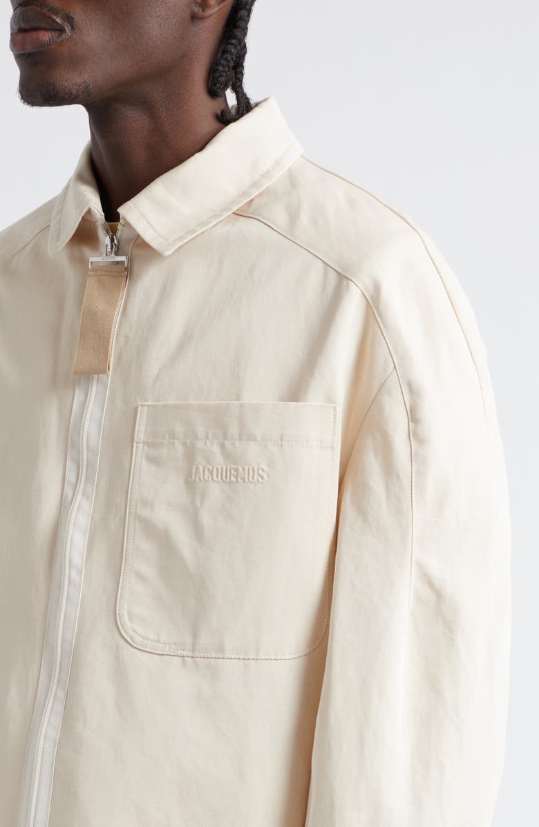 Jacquemus Le Blouson Linu Boxy Cotton & Linen Workwear Jacket, Alternate, color, 