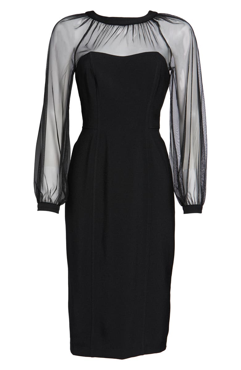 Maggy London Illusion Lace Long Sleeve Cocktail Dress, Alternate, color, Black