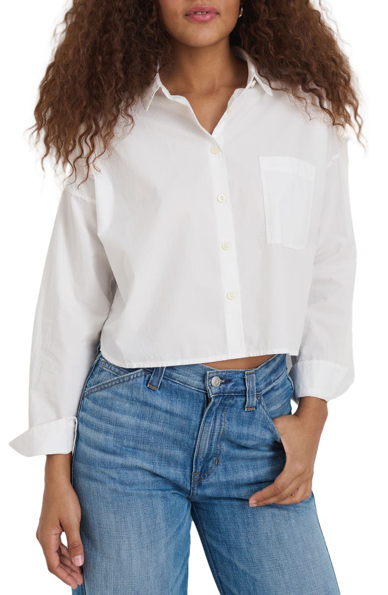 Alex Mill Cropped Button Front Shirt, Main, color, White