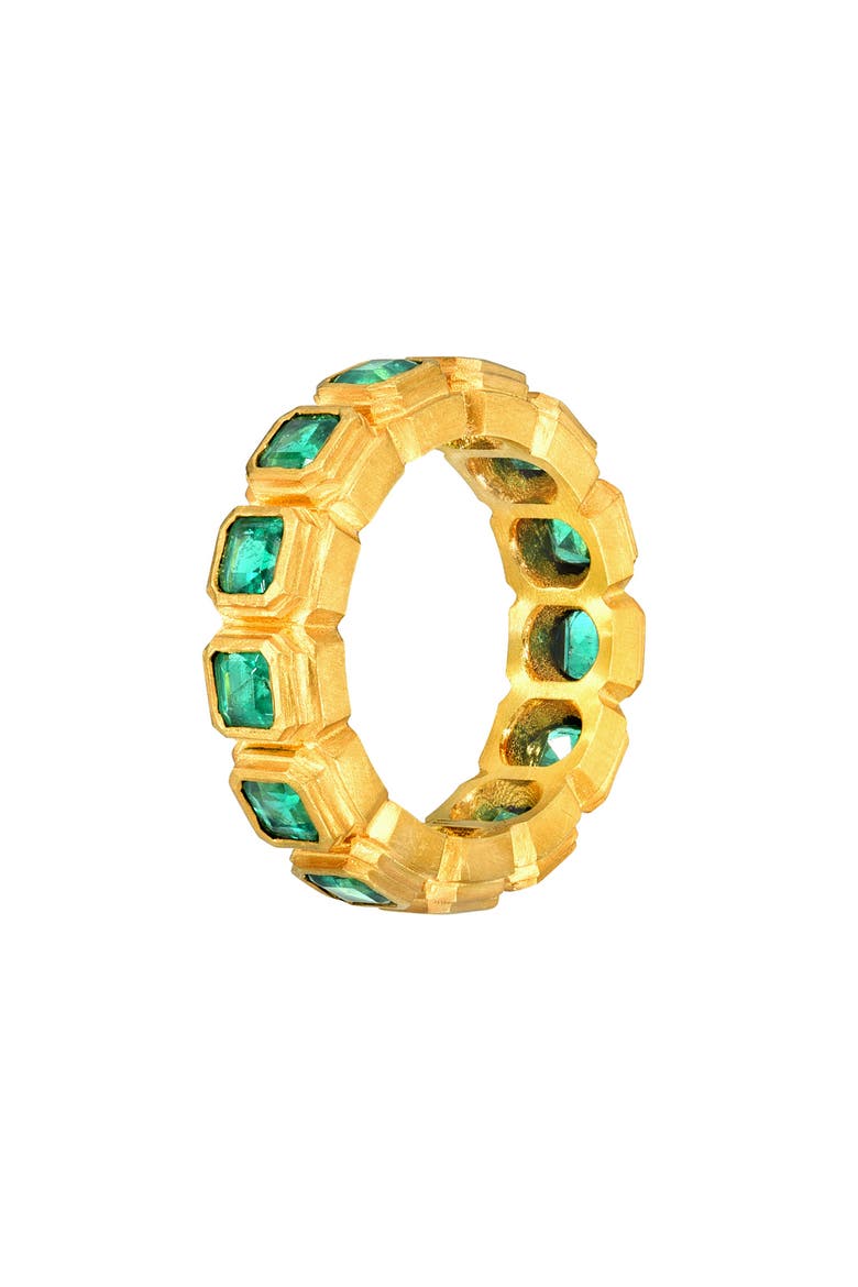 Ziggurat Bezel Set Emerald Eternity Band, Alternate, color, YELLOW GOLD/ EMERALD
