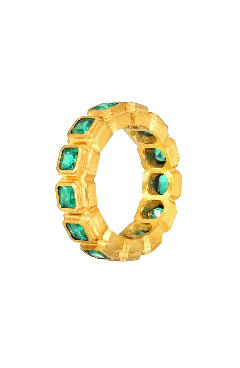 Darius Ziggurat Bezel Set Emerald Eternity Band, Alternate, color, Yellow Gold/ Emerald