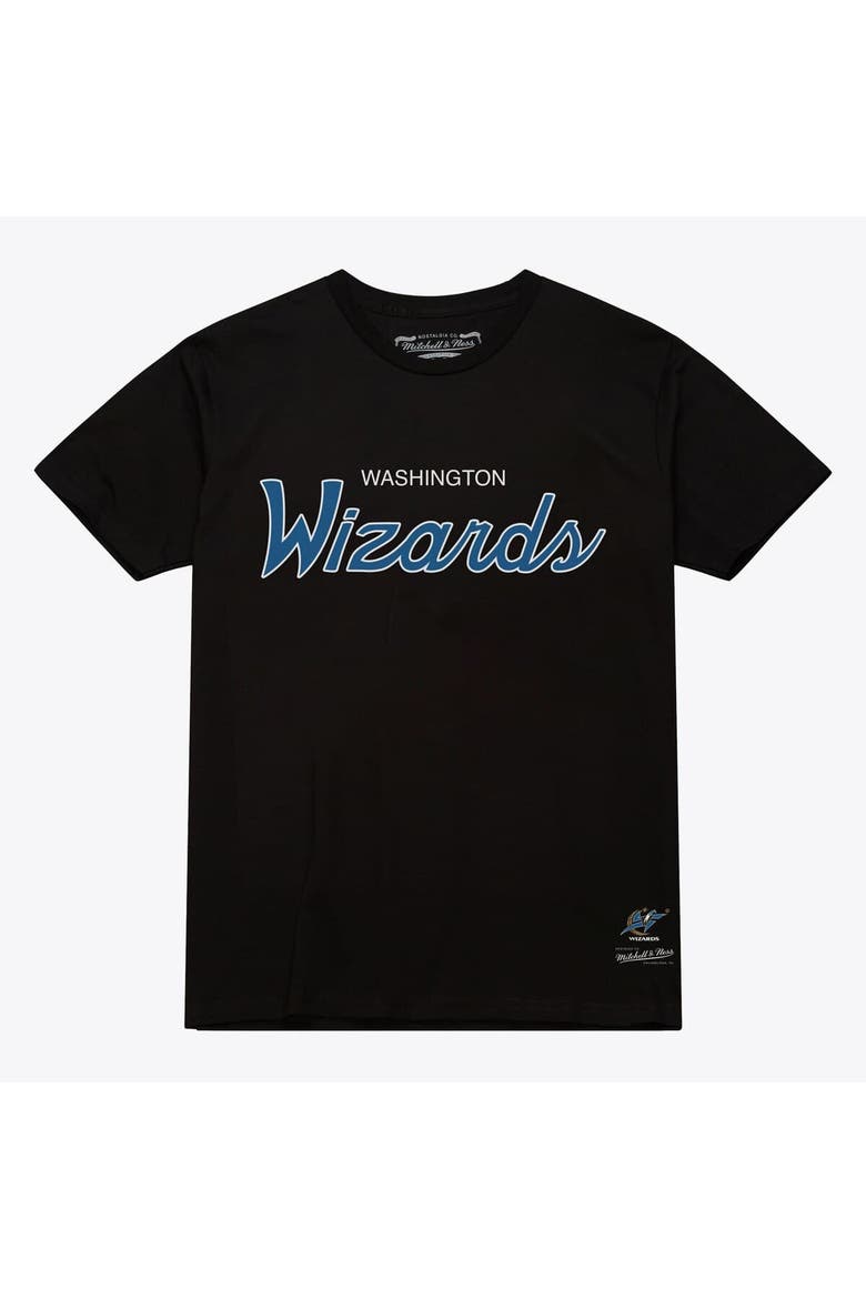 Men's Mitchell & Ness Black Washington Wizards Vintage Wordmark T-Shirt, Main, color, Black