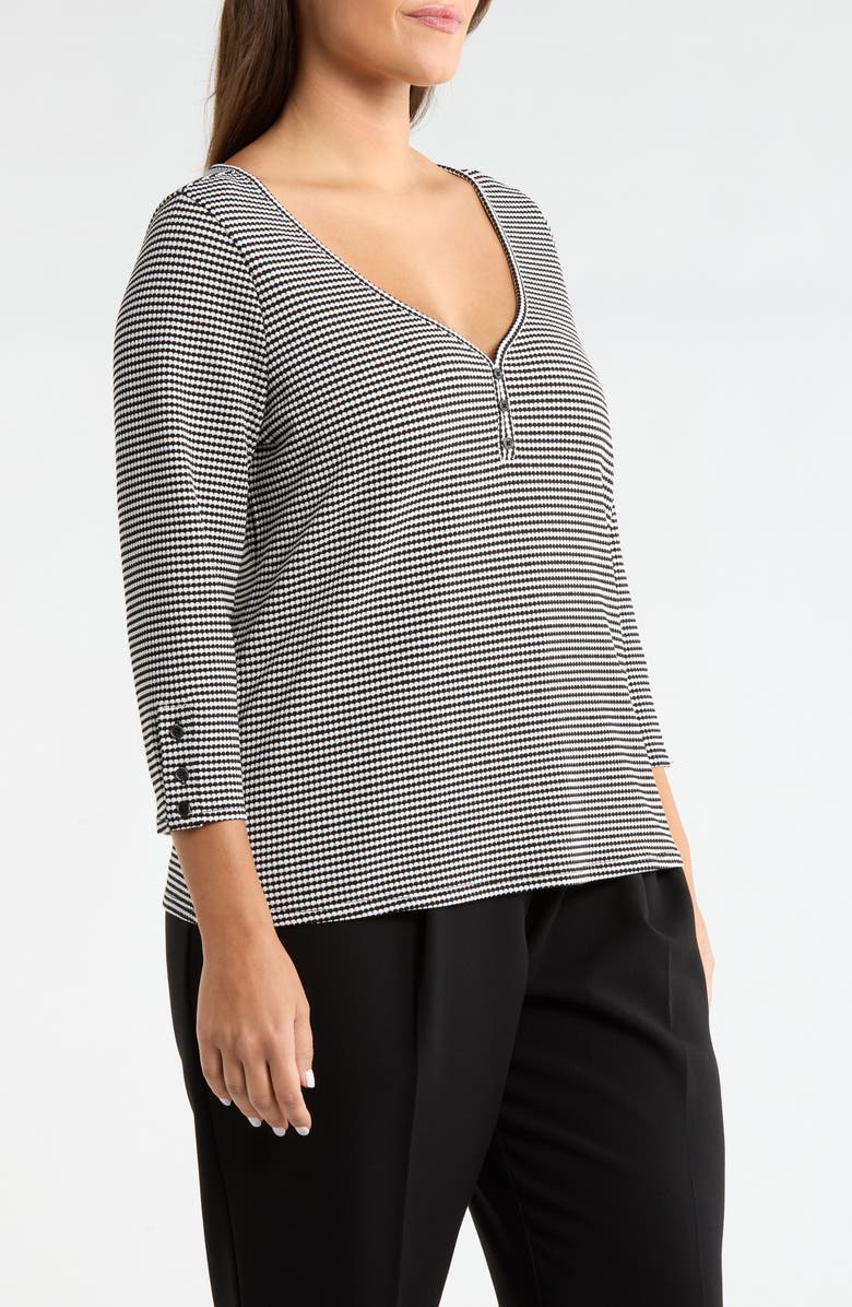 Liverpool Print Henley Top, Alternate, color, Black/ White Nov Stripe