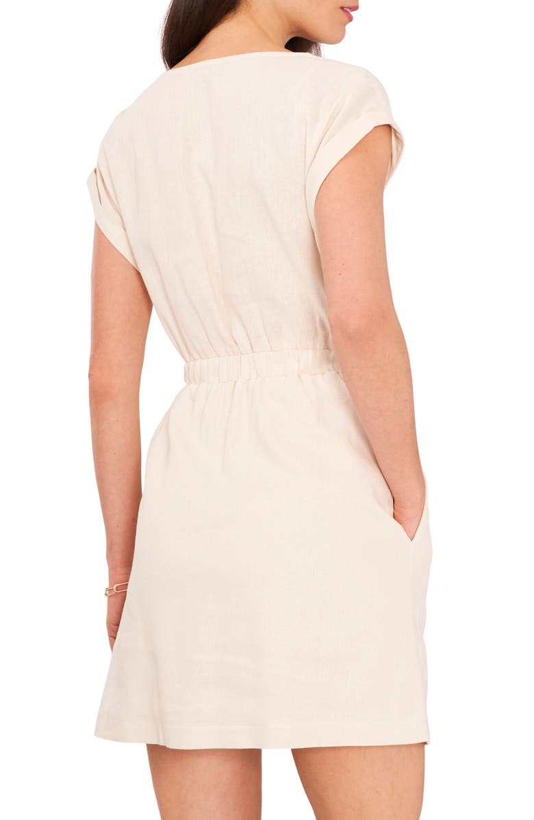 1.STATE Knot Front Linen Blend Minidress, Alternate, color, 