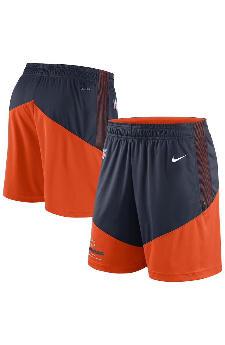 Nike Men's Nike Navy/Orange Chicago Bears Sideline Primary Lockup Performance Shorts, Main, color, Navy