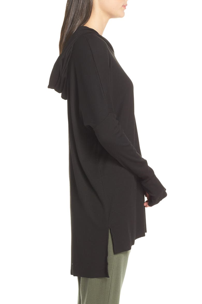 Brooklyn High/Low Hoodie, Alternate, color, BLACK
