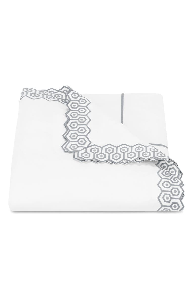 Matouk Felix Duvet Cover, Main, color, Silver