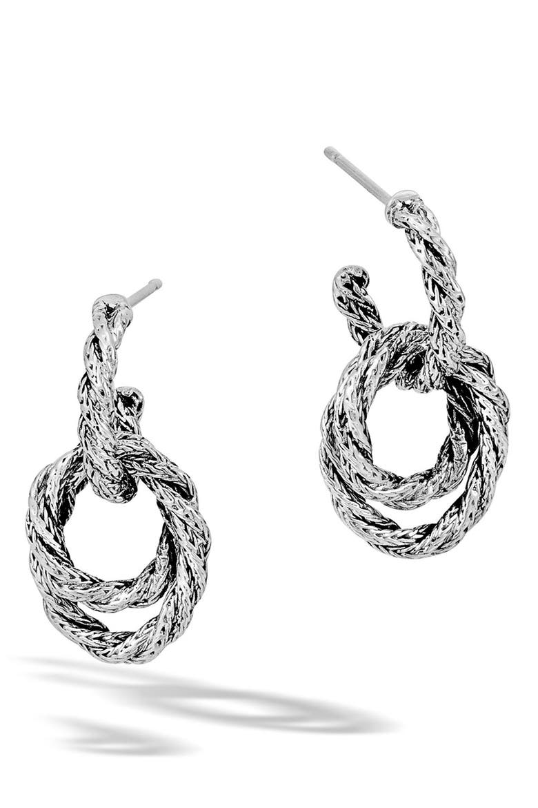 'Classic Chain' Double Twisted Hoop Earrings, Main, color, SILVER