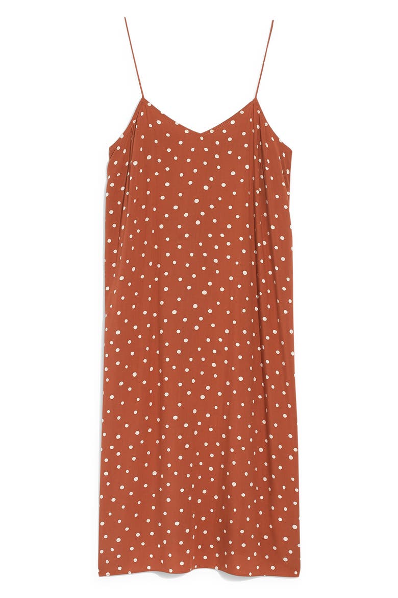 Inkspot Dots Cami Slipdress, Alternate, color, BURNT CLAY